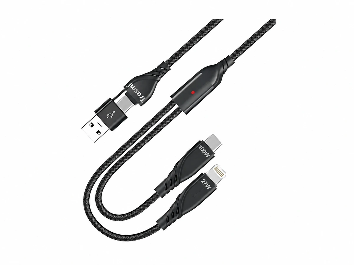 Trusmi Cable 2 en 1 USB-A/USB-C a USB-C/Lightning