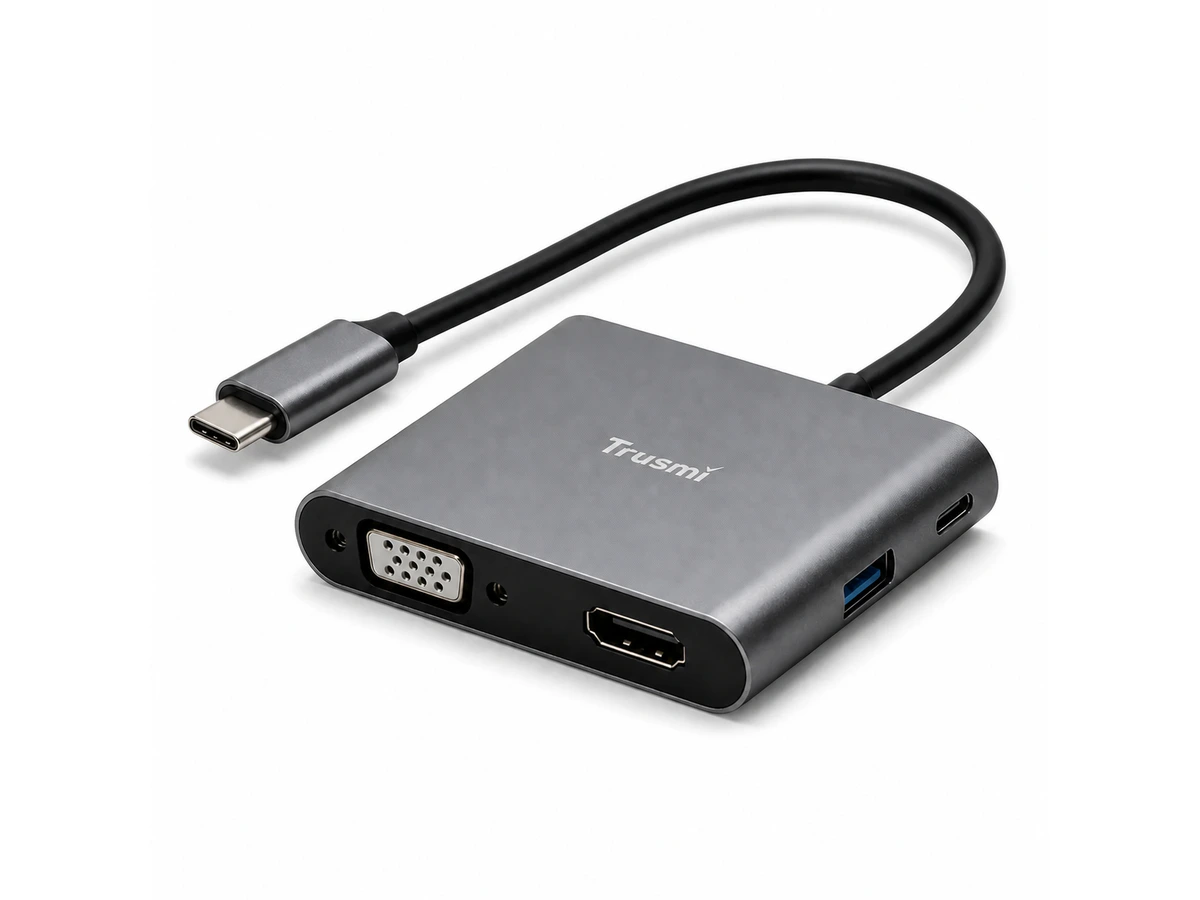 Trusmi Adaptador USB-C 4 en 1 con HDMI y VGA
